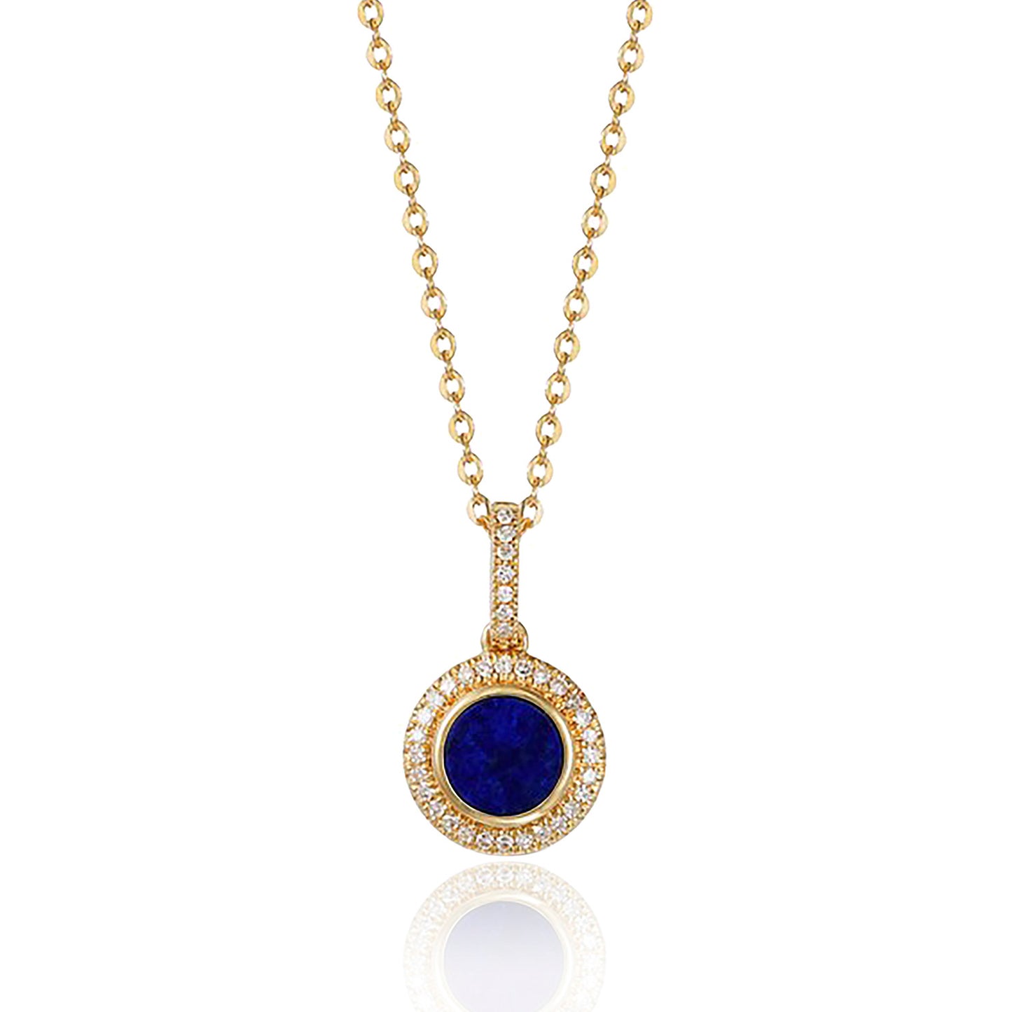 Lapis Lazuli And Diamond Halo Necklace