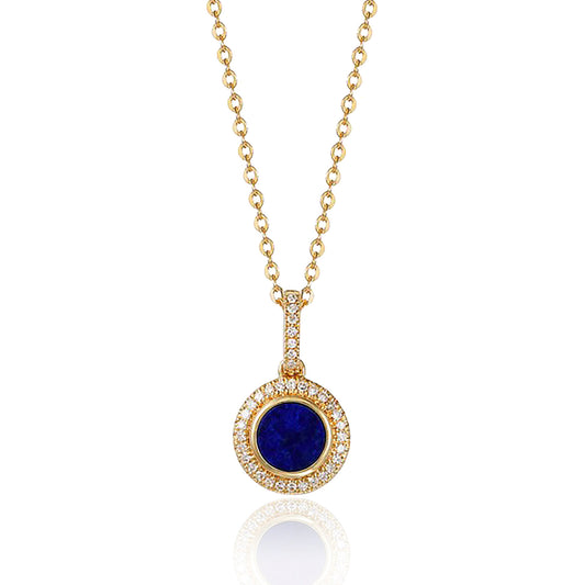 Lapis Lazuli And Diamond Halo Necklace