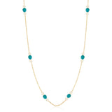 14K Freshwater Pearl with TurquoiseBead Station Necklace