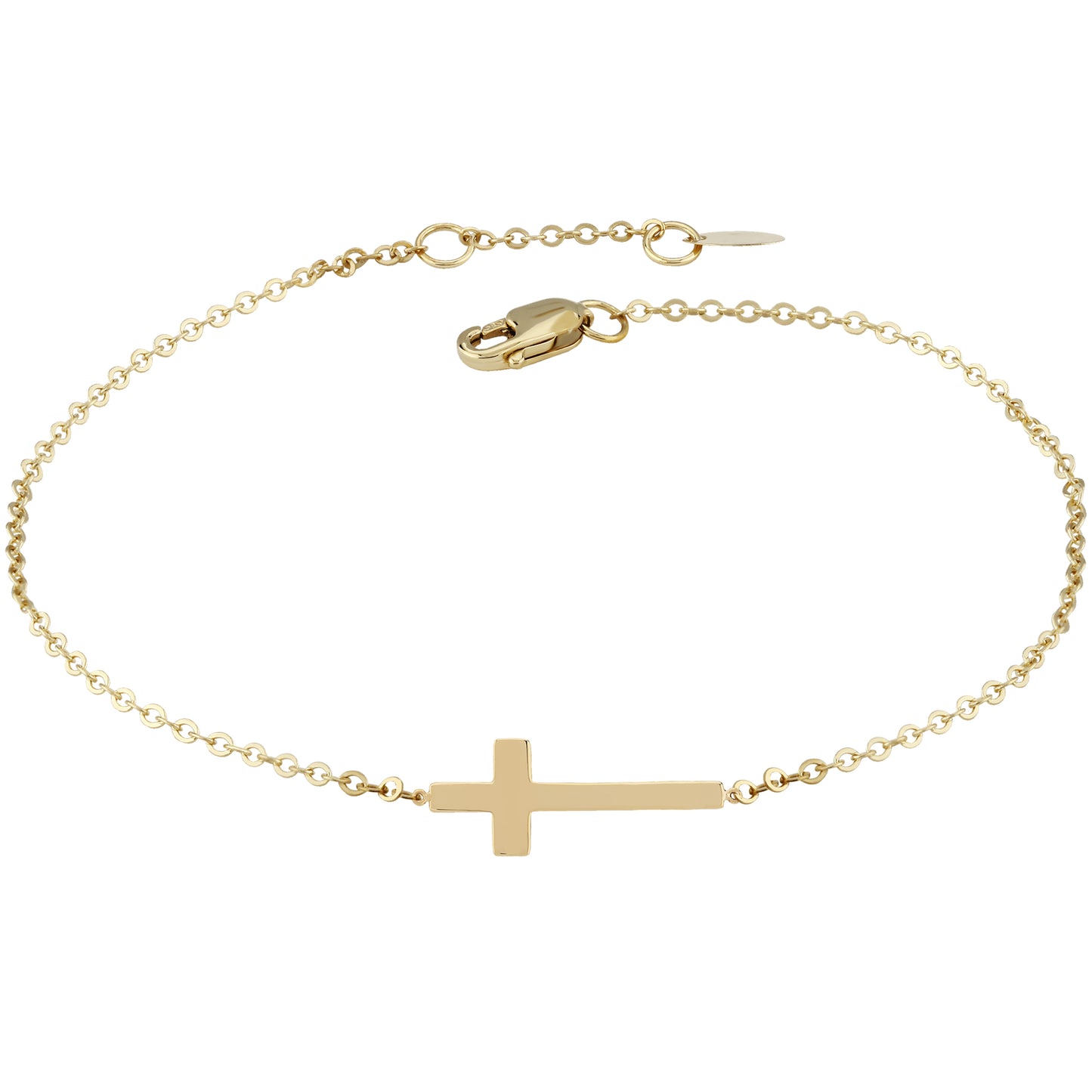 14K Sideways Cross Bracelet