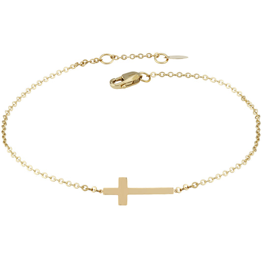 14K Sideways Cross Bracelet