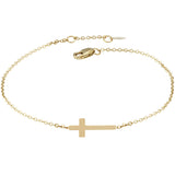 14K Sideways Cross Bracelet