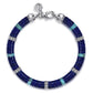 Sterling Silver, Lapis & Turquoise Cylinder Beaded Bracelet