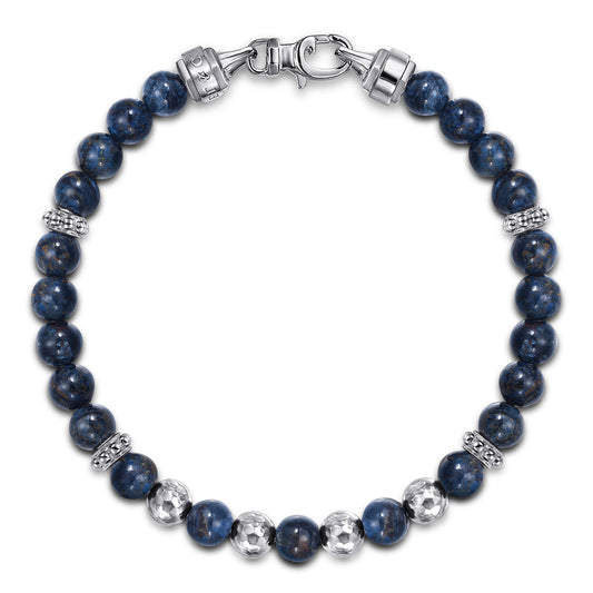 Sterling Silver & Pietersite 6mm Beaded Men's Bracelet