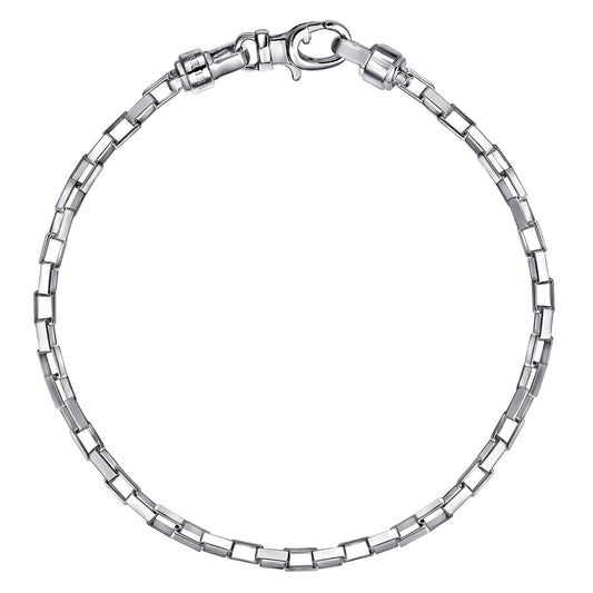 Sterling Silver 2.5mm Solid Box Chain Bracelet