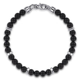Sterling Silver & Black Titanium 8mm Bead Men's Bracelet