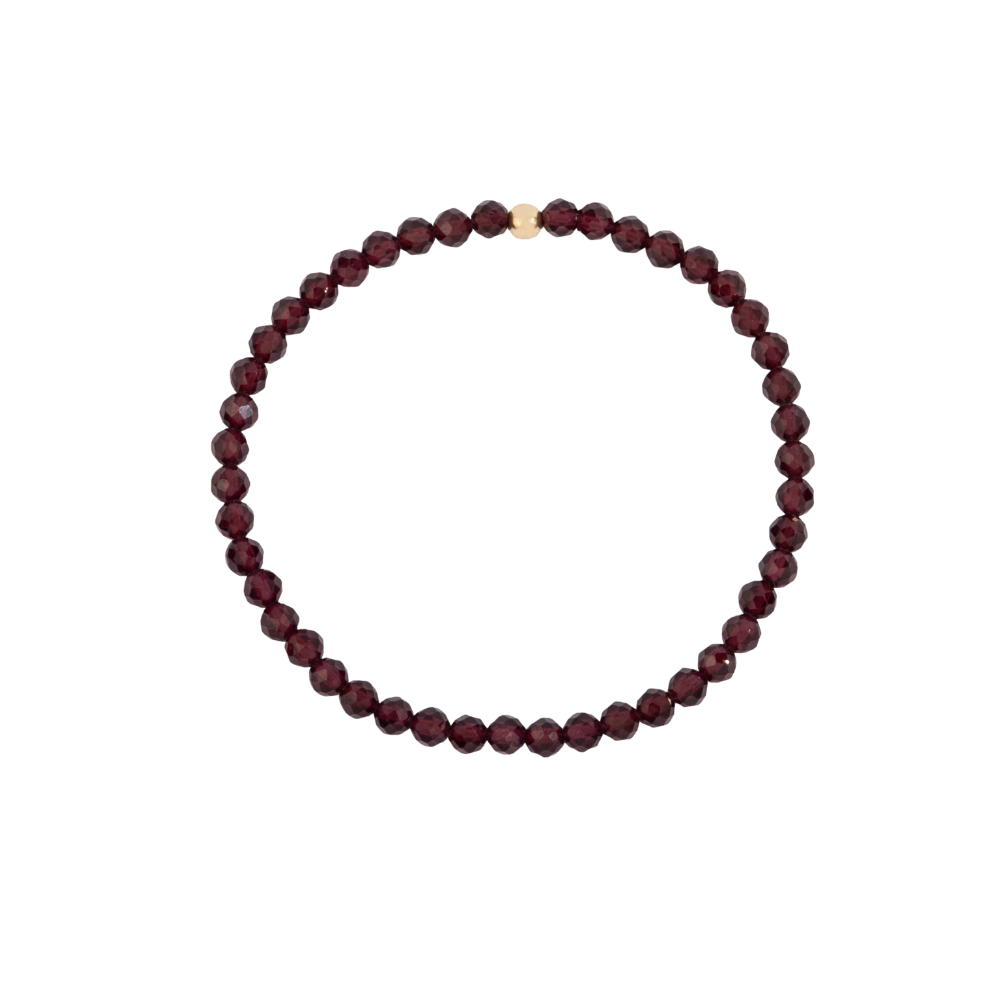 4MM Garnet January Birthstone Beaded Bracelet - 7"