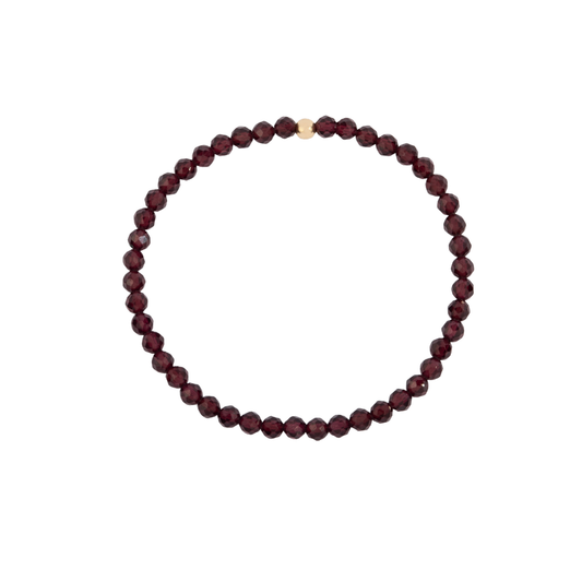 4MM Garnet January Birthstone Beaded Bracelet - 7"