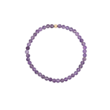 4MM Amethyst February Birthstone Beaded Bracelet - 7"