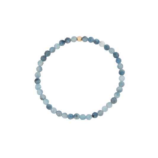 4MM Aqumarine March Birthstone Beaded Bracelet - 7"
