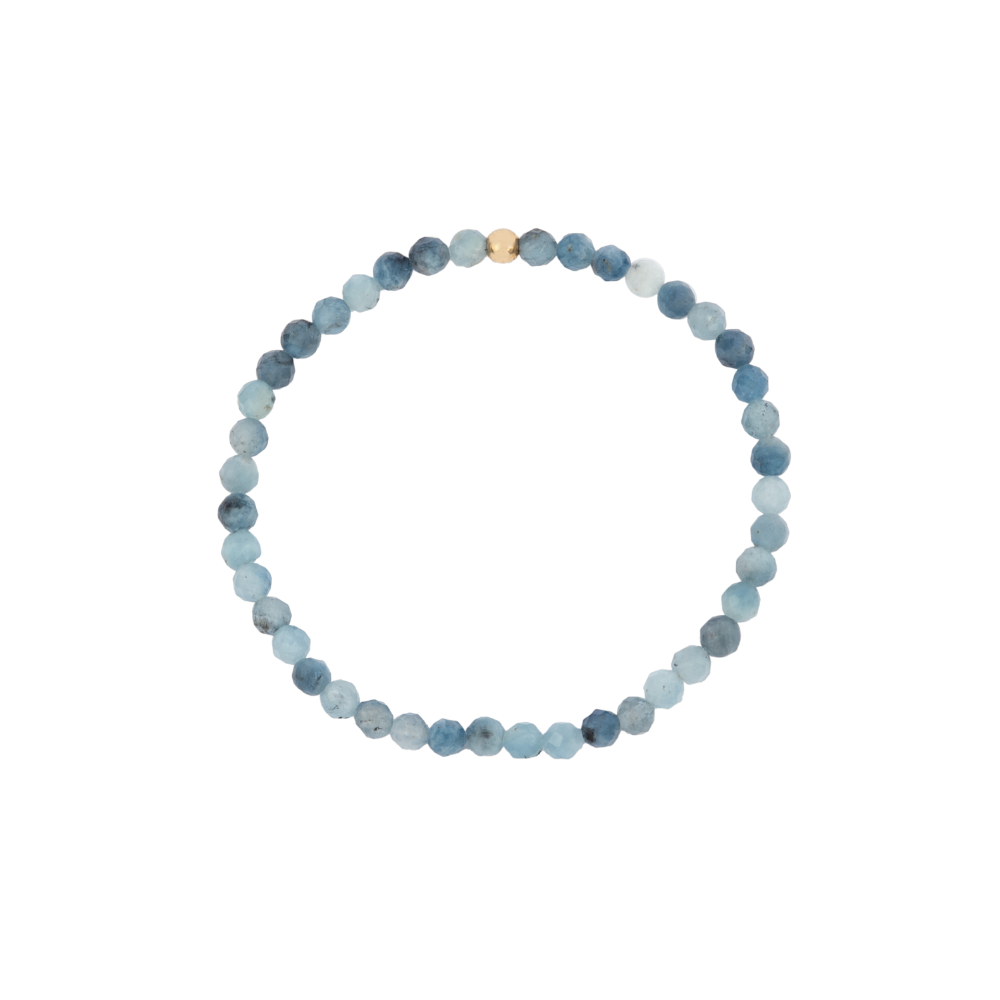 4MM Aqumarine March Birthstone Beaded Bracelet - 7"