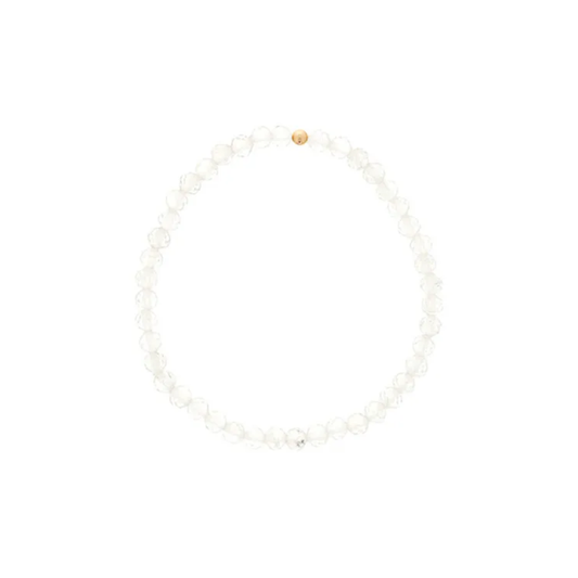4MM White Topaz April Birthstone Beaded Bracelet - 7"