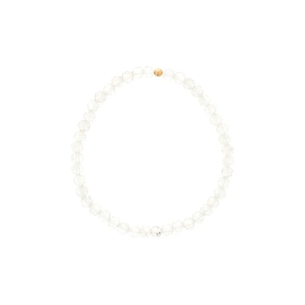 4MM White Topaz April Birthstone Beaded Bracelet - 7"