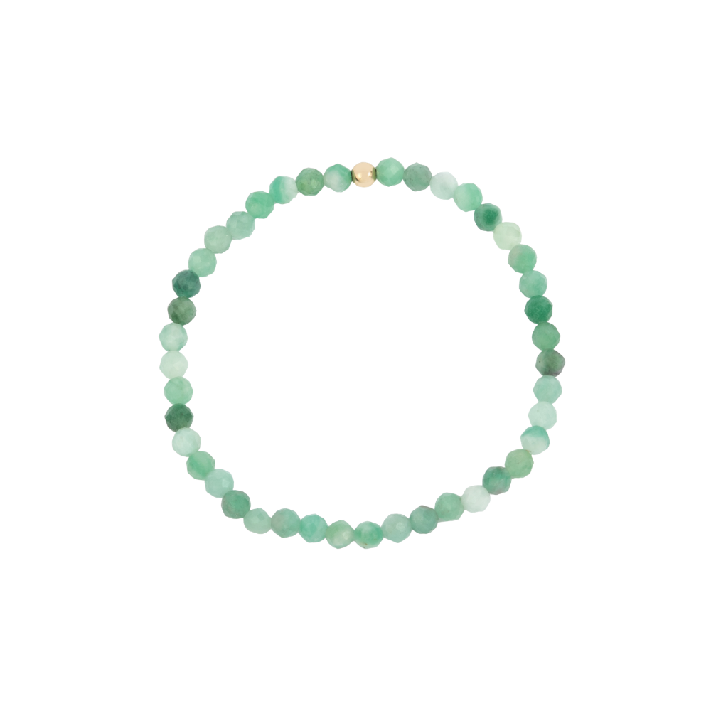4MM Emerald May Birthstone Beaded Bracelet - 7"