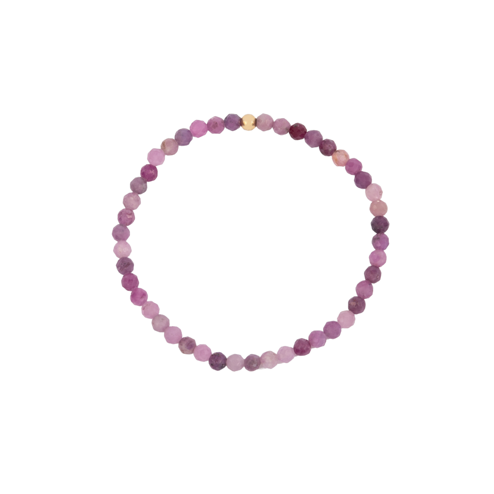 4MM Ruby July Birthstone Beaded Bracelet - 7"