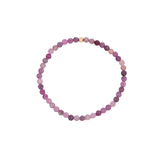 4MM Ruby July Birthstone Beaded Bracelet - 7"