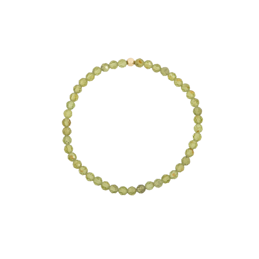 4MM Peridot August Birthstone Beaded Bracelet - 7"