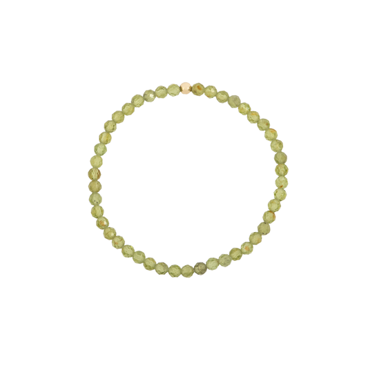 4MM Peridot August Birthstone Beaded Bracelet - 7"