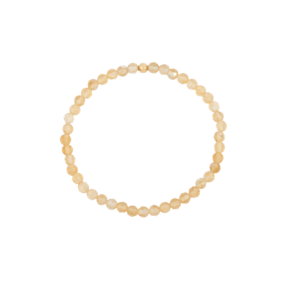 4MM Citrine November Birthstone Beaded Bracelet - 7"