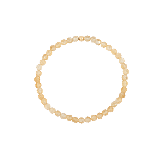 4MM Citrine November Birthstone Beaded Bracelet - 7"