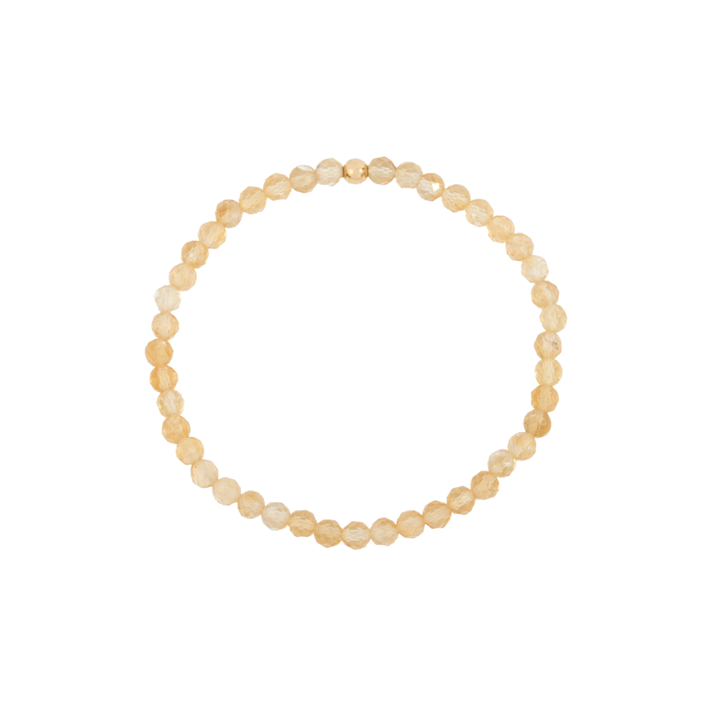 4MM Citrine November Birthstone Beaded Bracelet - 7"