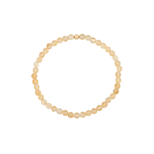 4MM Citrine November Birthstone Beaded Bracelet - 7"