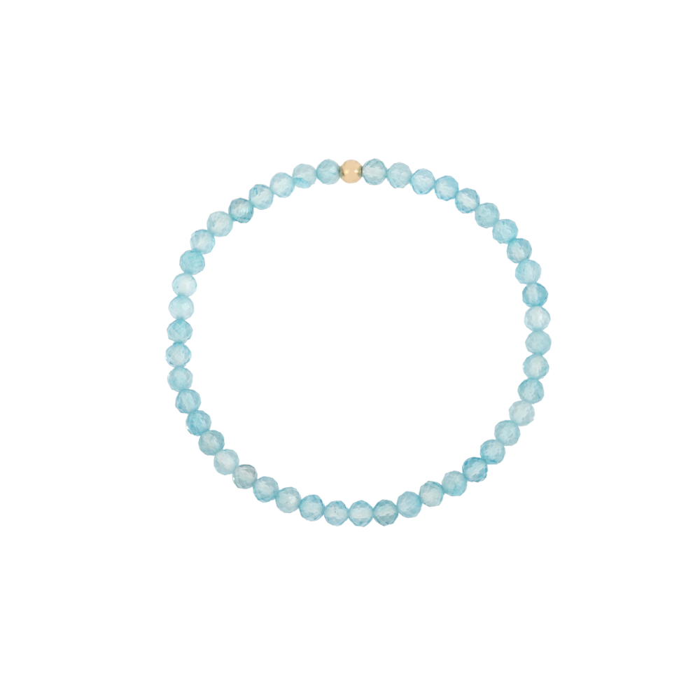 4MM Blue Topaz December Beaded Bracelet - 7"