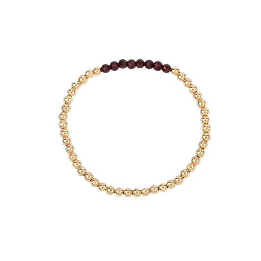 4MM Aquamarine March Birthstone Bar Gold Filled Beaded Bracelet - 7"