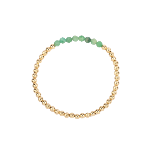 4MM Emerald May Birthstone Bar Gold Filled Beaded Bracelet - 7"