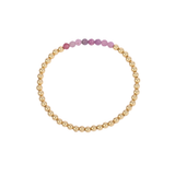 4MM Ruby July Birthstone Bar Gold Filled Beaded Bracelet - 7"