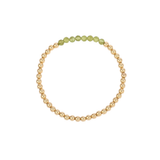 4MM Peridot August Birthstone Bar Gold Filled Beaded Bracelet - 7"