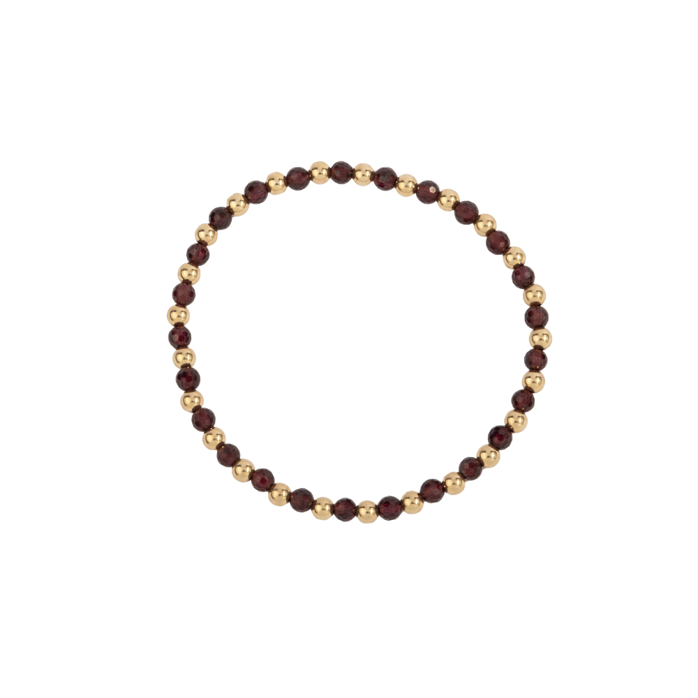 4MM Garnet & 14K Gold Filled Harmony Gemstone Beaded Bracelet - 7"