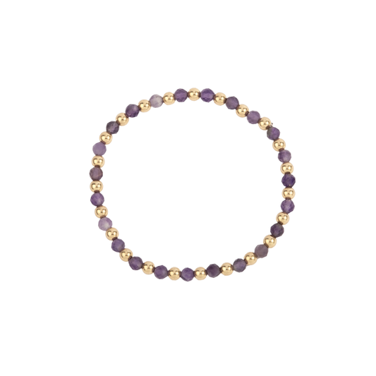4MM Amethyst & 14K Gold Filled Harmony Gemstone Beaded Bracelet - 7"