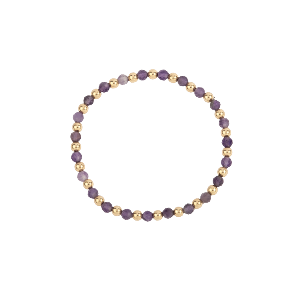 4MM Amethyst & 14K Gold Filled Harmony Gemstone Beaded Bracelet - 7"