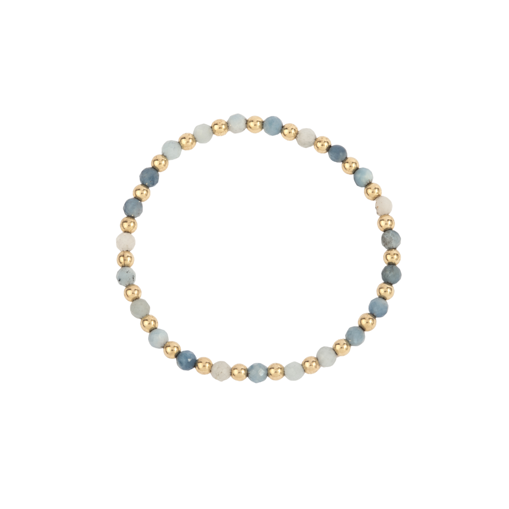 4MM Aquamarine & 14K Gold Filled Harmony Gemstone Beaded Bracelet - 7"
