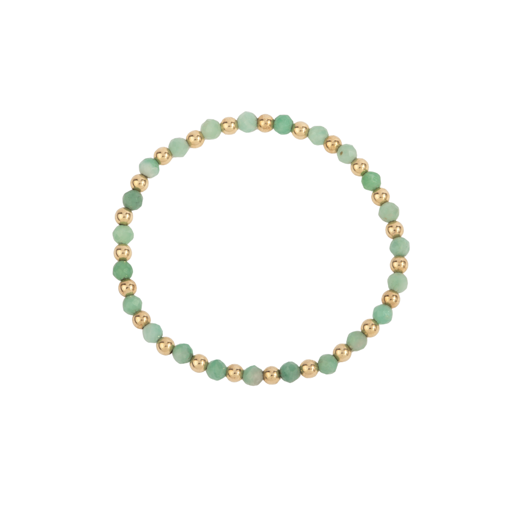 4MM Emerald & 14K Gold Filled Harmony Gemstone Beaded Bracelet - 7"