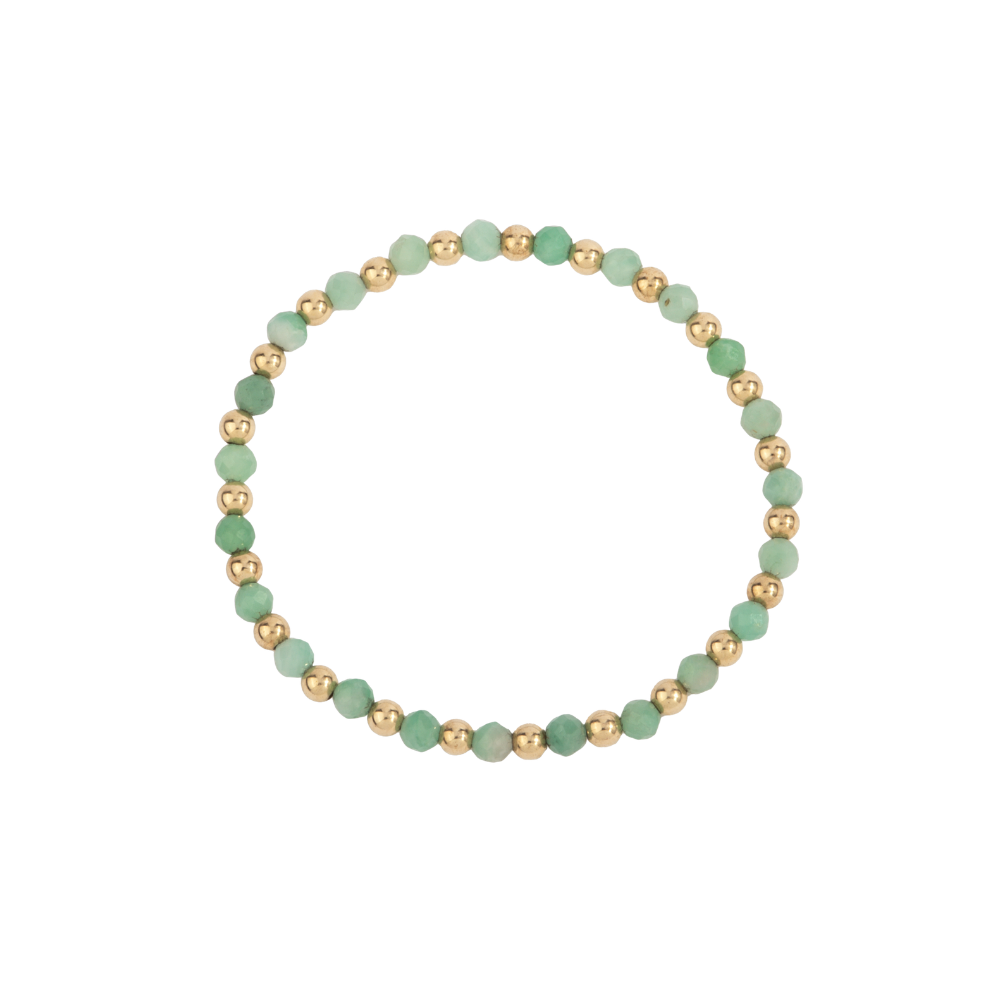 4MM Emerald & 14K Gold Filled Harmony Gemstone Beaded Bracelet - 7"