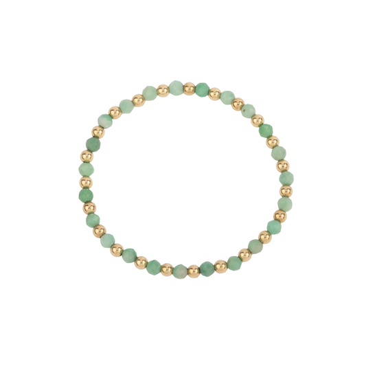 4MM Emerald & 14K Gold Filled Harmony Gemstone Beaded Bracelet - 7"