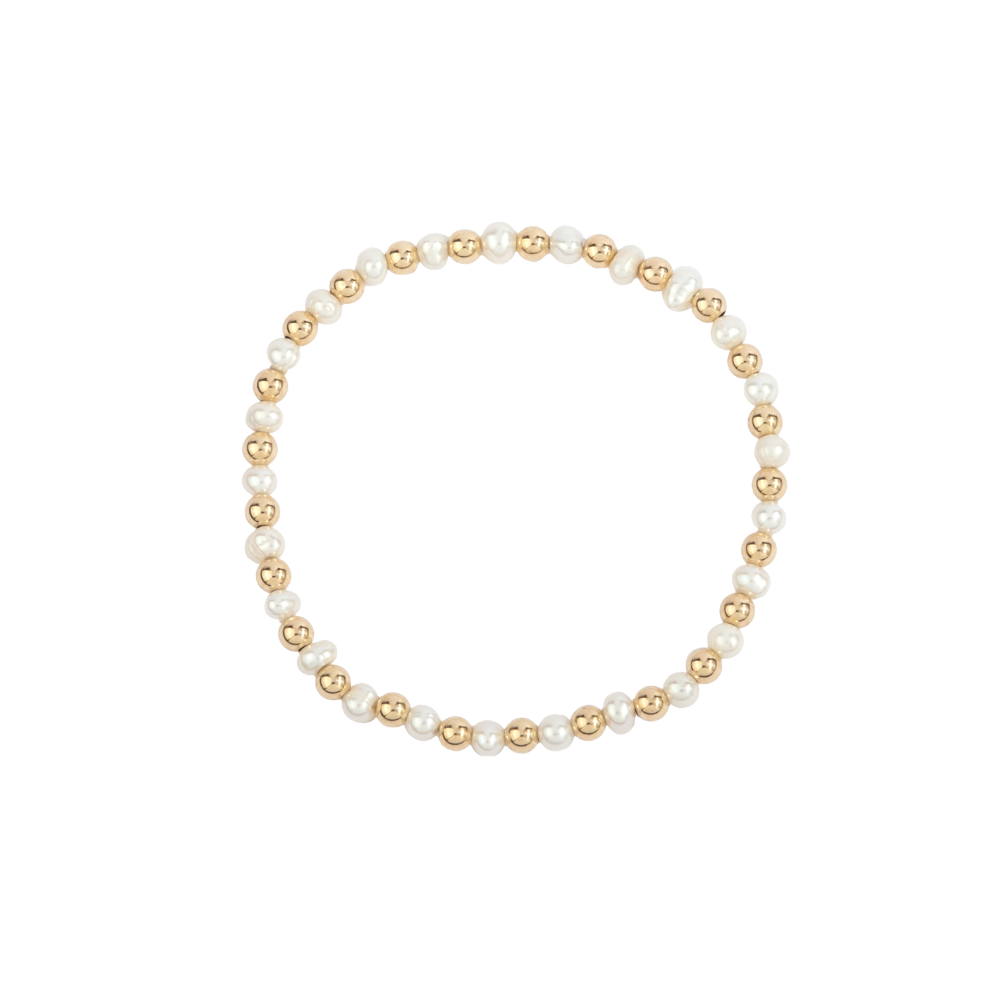 4MM Pearl & 14K Gold Filled Harmony Gemstone Beaded Bracelet - 7"