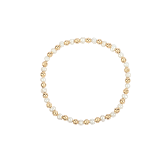 4MM Pearl & 14K Gold Filled Harmony Gemstone Beaded Bracelet - 7"