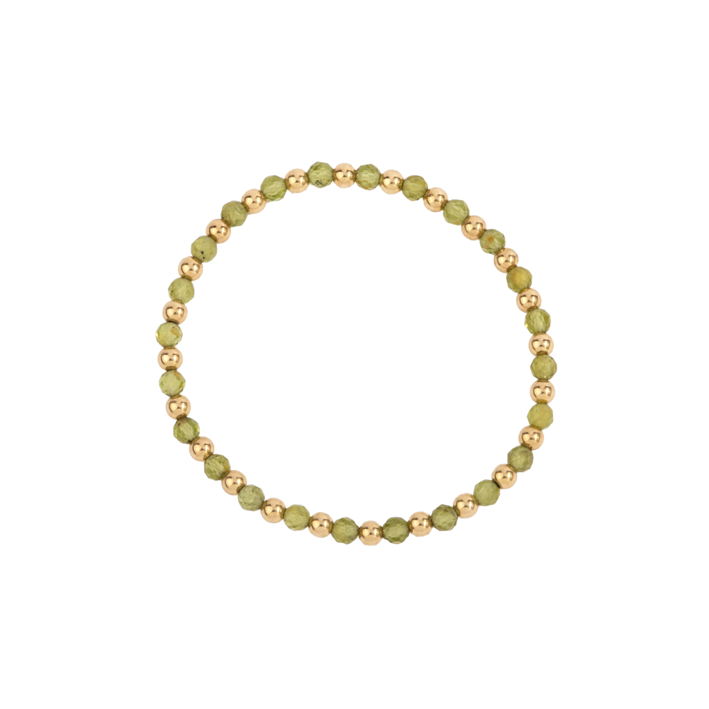 4MM Peridot & 14K Gold Filled Harmony Gemstone Beaded Bracelet - 7"