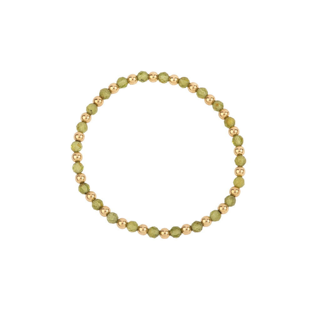 4MM Peridot & 14K Gold Filled Harmony Gemstone Beaded Bracelet - 7"
