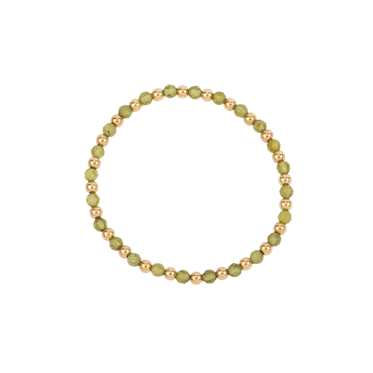 4MM Peridot & 14K Gold Filled Harmony Gemstone Beaded Bracelet - 7"