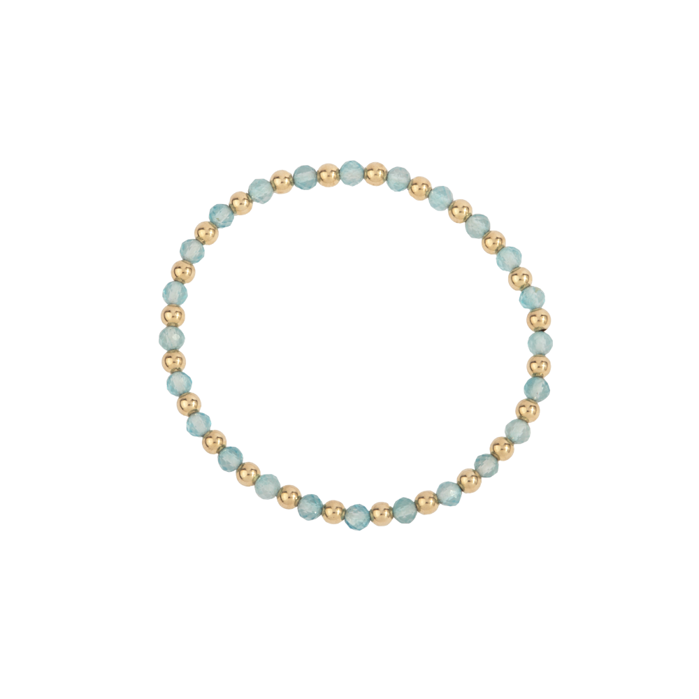 4MM Blue Topaz & 14K Gold Filled Harmony Gemstone Beaded Bracelet - 7"