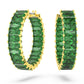 Swarovski Matrix Hoop Earrings with Green Stones - Gold Plated