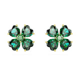 Swarovski Idyllia Yellow Gold Tone Green Clover Earrings