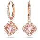 Swarovski Rose Gold Tone Sparkling Glover Earrings with Pink Stone