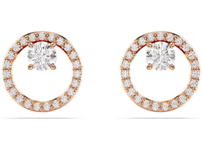 Swarovski Constella Rose Gold Tone Circle Earrings
