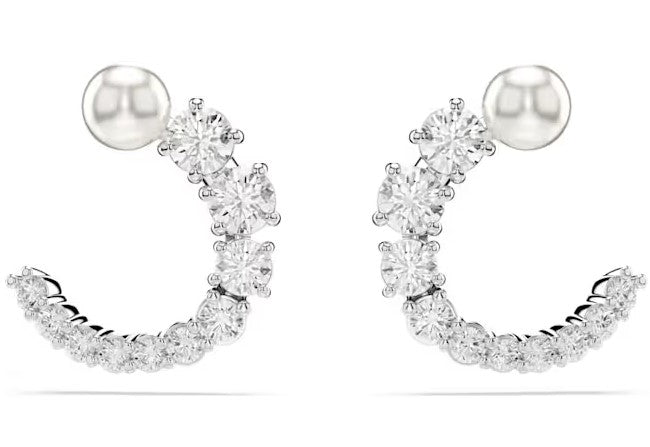Swarovski Matrix Pearl and Clear Stone Earrings