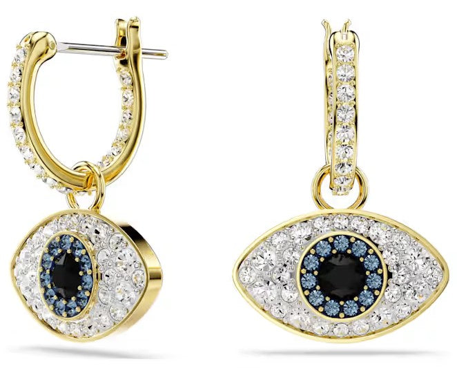 Swarovski Symbolica Yellow Gold Tone Evil Eye Dangle Earrings